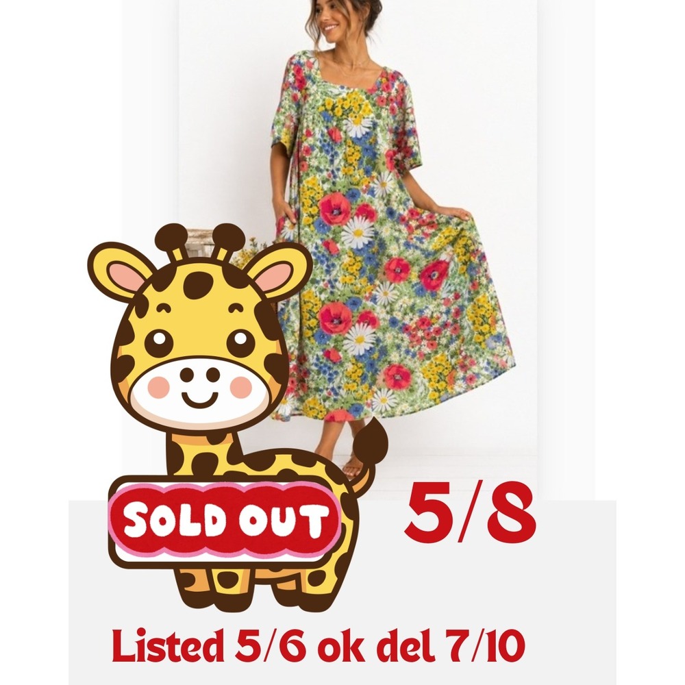La Cera Womens 2X Floral Muumuu House Dress Cotton Square Neck Pockets Green 2XG